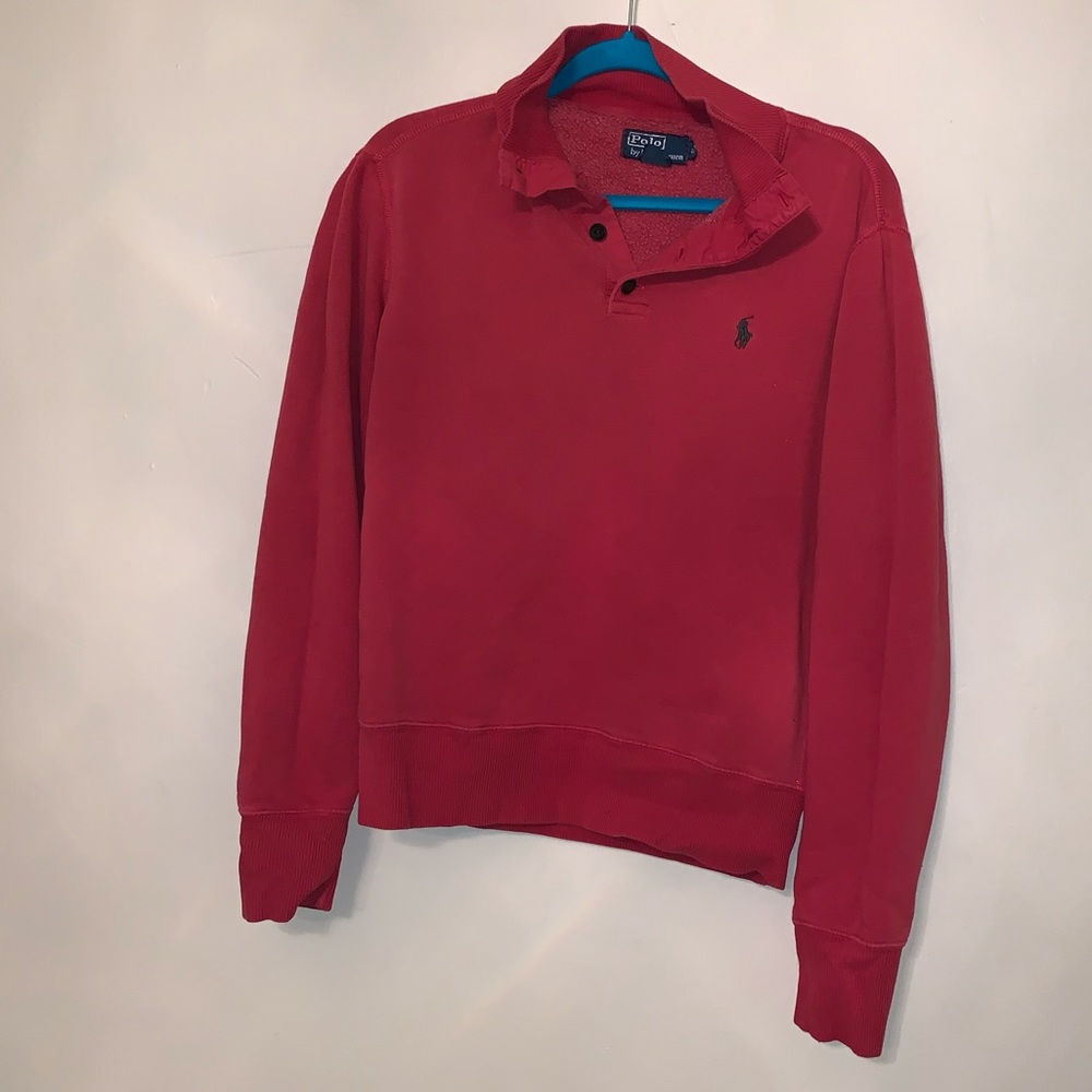 POLO BY RALPH LAUREN RED HALF BUTTON UP PULLOVER
